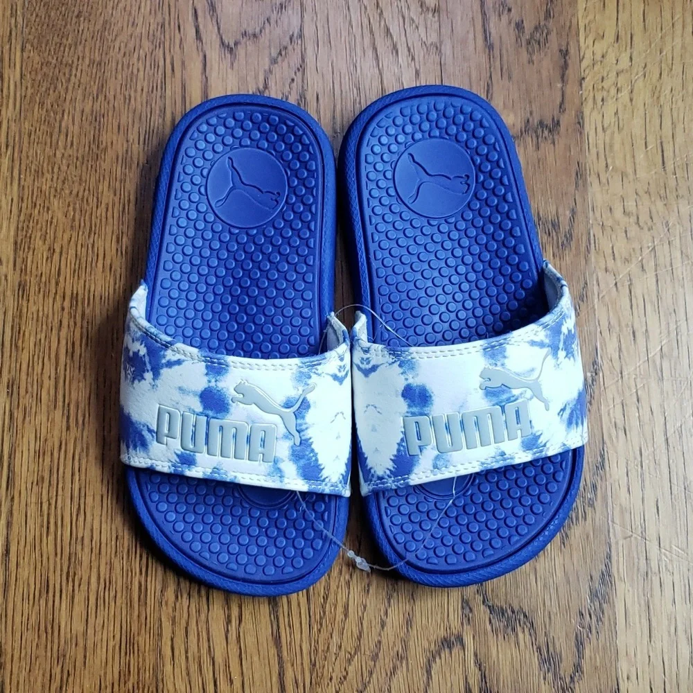 NEW Cool Cat Shibori Jr. Slide Sandal Blue Tie Dye Print Puma Kids Size 11